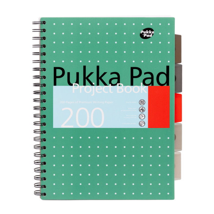 Projectboek Pukka Pad Metallic A4 lijn 5-tabs 200 pagina's 80gr groen