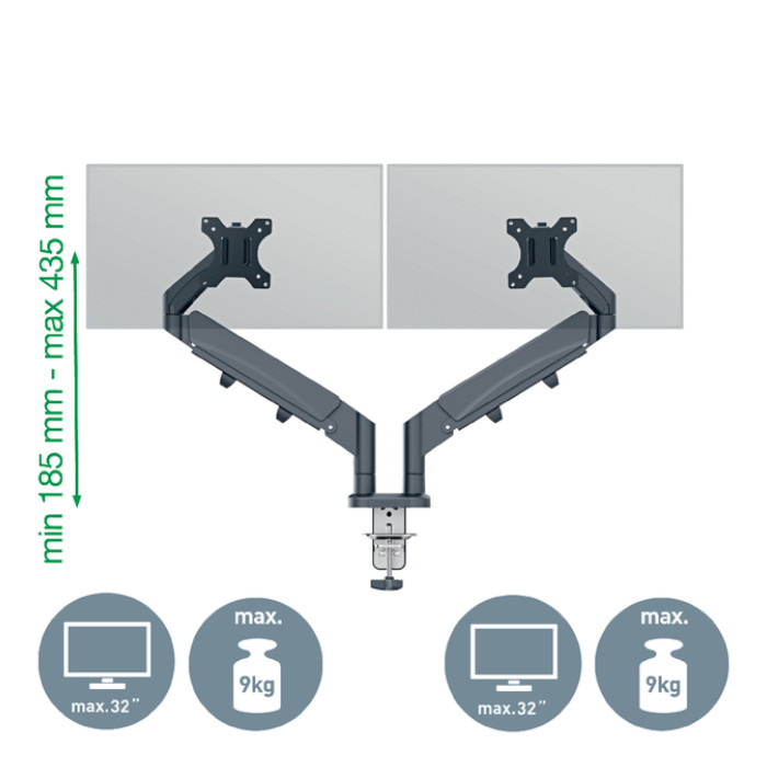 Monitorarm Leitz Ergo Ruimtebesparend Dubbel
