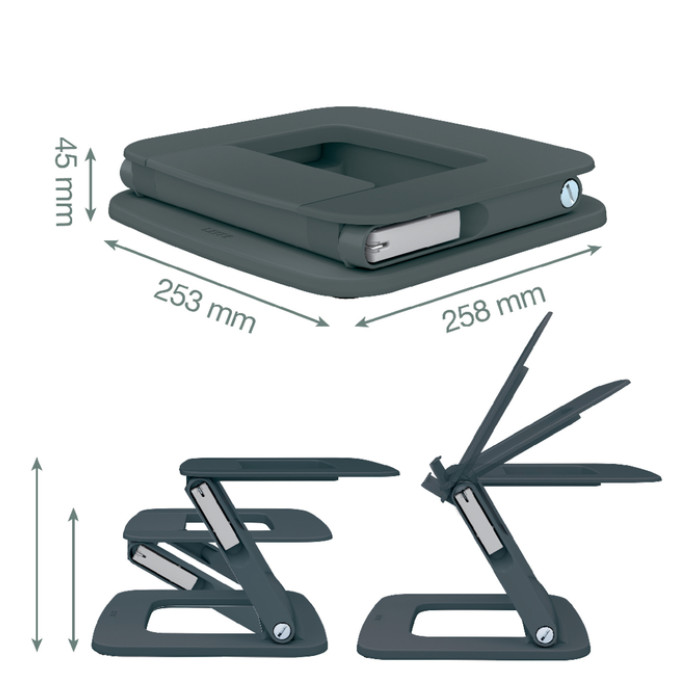 Laptopstandaard Leitz Ergo verstelbare multihoek grijs