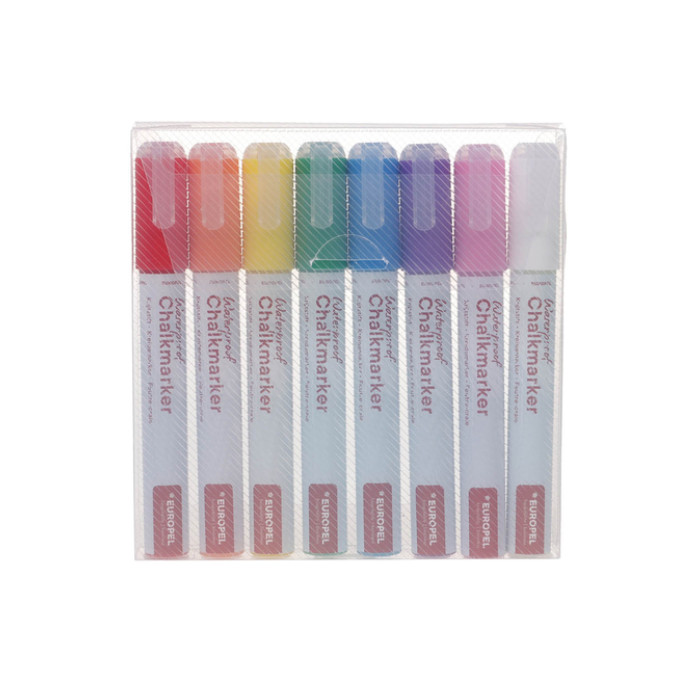 Krijtstift Europel watervast 3-6mm assorti etui 8 stuks