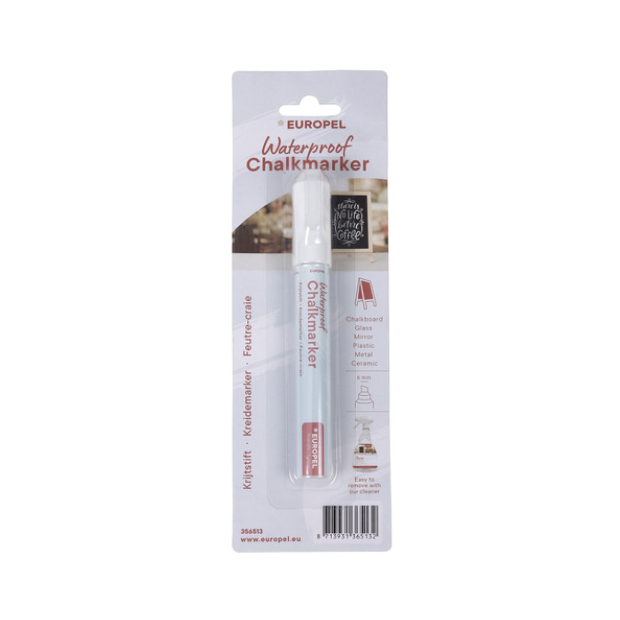 Krijtstift Europel watervast 3-6mm wit blister 1 stuk