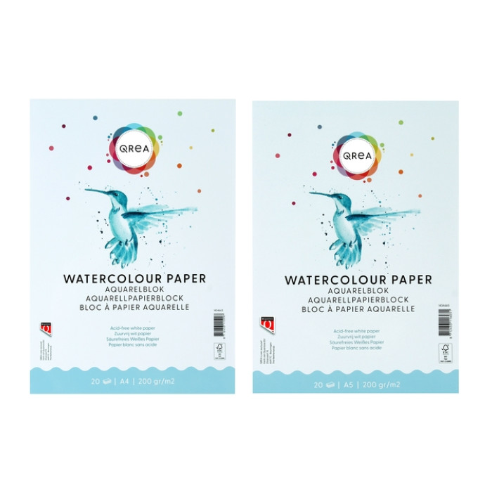 Aquarelblok Qrea A4 20vel 200gr gelijmd