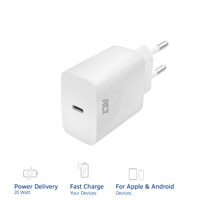 Oplader ACT USB-C 1-poort 20W Power Delivery