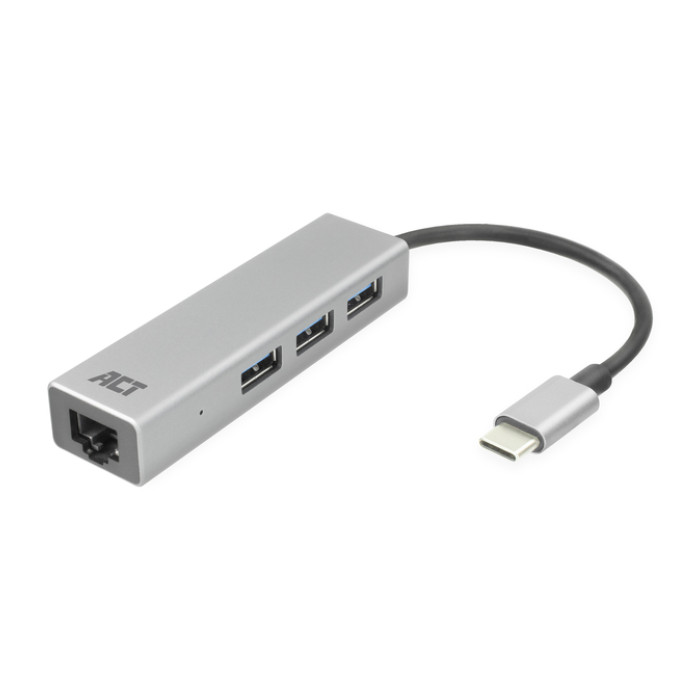 Hub ACT USB-C 3.0 3x USB-A Gigabit ethernet