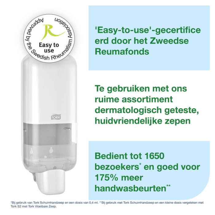 Zeepdispenser Tork S4 Elevation 1000ml wit