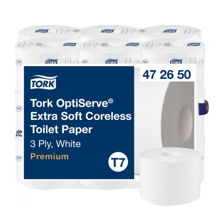 Toiletpapier Tork T7 Premium Optiserve Coreless 3-laags 63m wit 472650