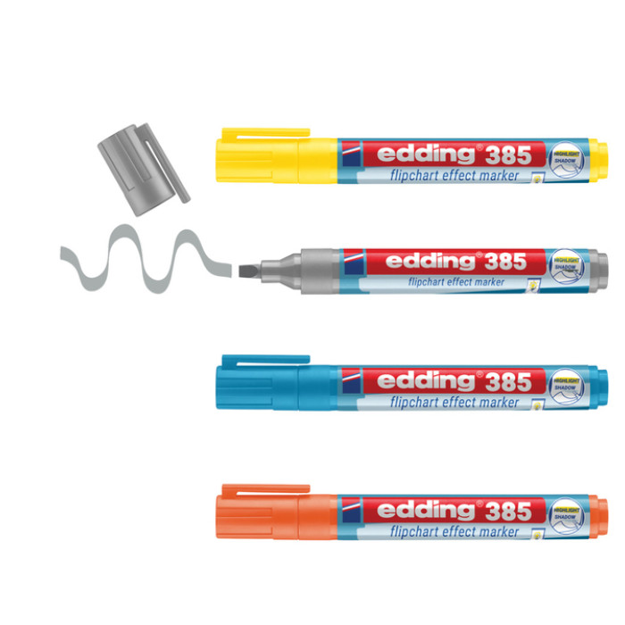 Viltstift edding 385 flipover penseel 4st assorti