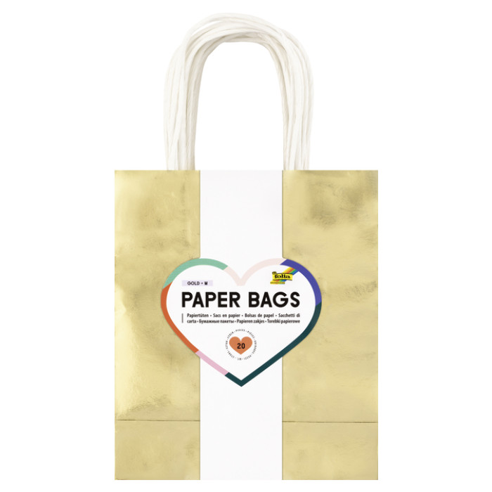 Cadeautas Folia goud kraft 24x31x12cm 20 stuks