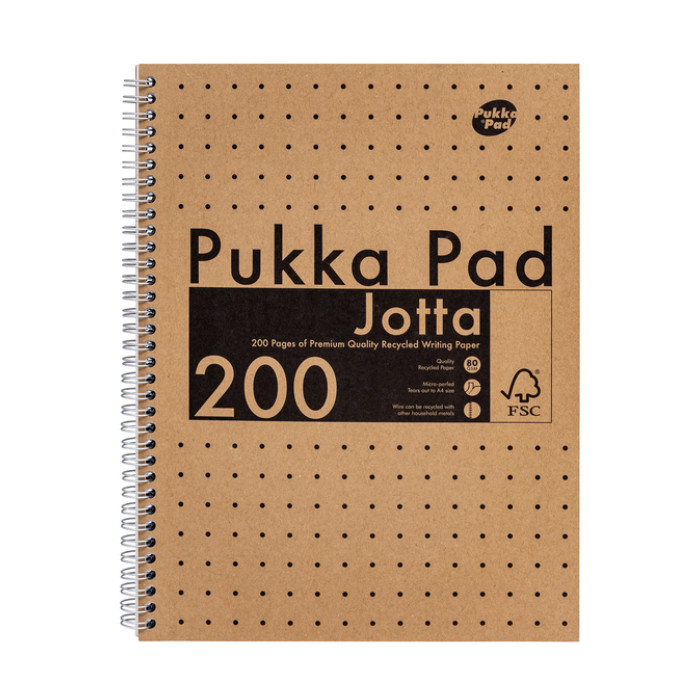 Collegeblok Pukka Pad Jotta A4 lijn 200pag kraft