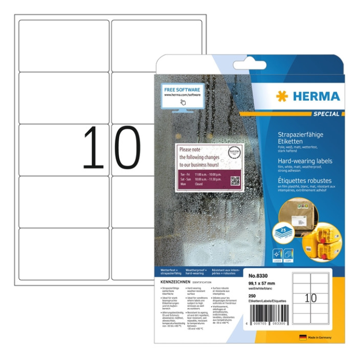 Etiket HERMA 8330 99.1x57mm weerbestendig wit 250 etiketten