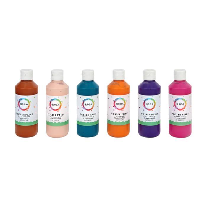 Plakkaatverf Qrea set à 6 fun kleuren 250ml