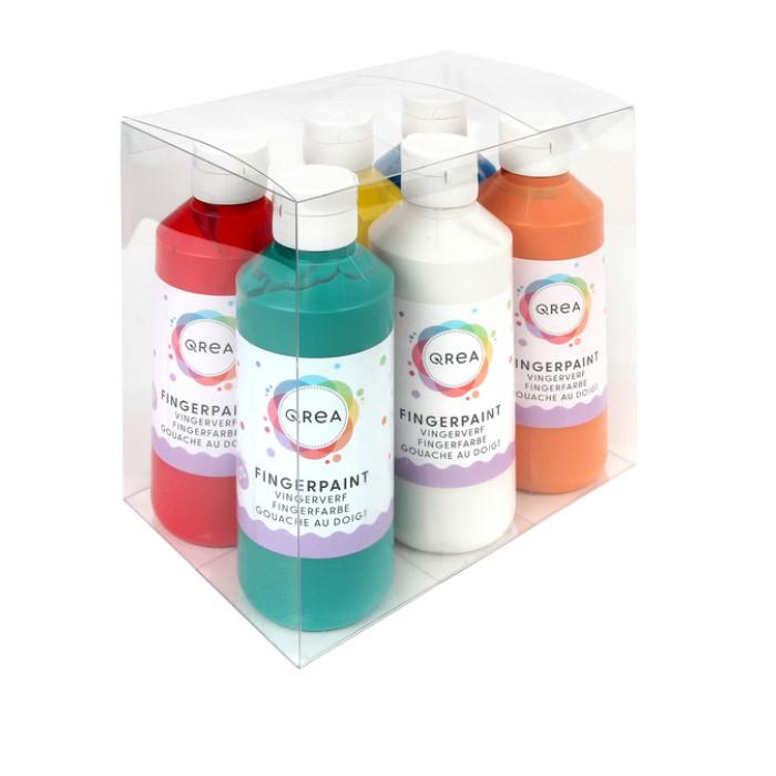 Vingerverf Qrea set à 6 kleuren 250ml