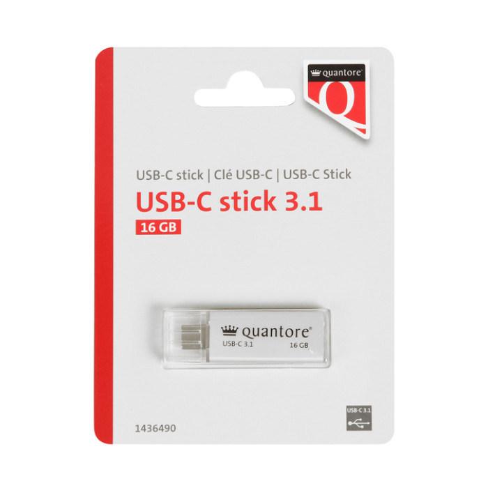 USB-stick Quantore USB-C 16GB 3.1 zilver
