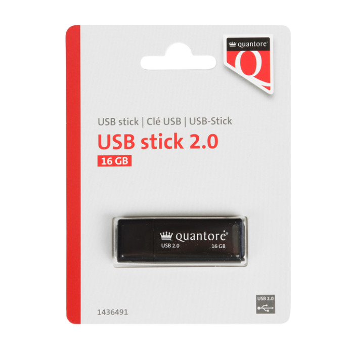 USB-stick Quantore 16GB 2.0 zwart
