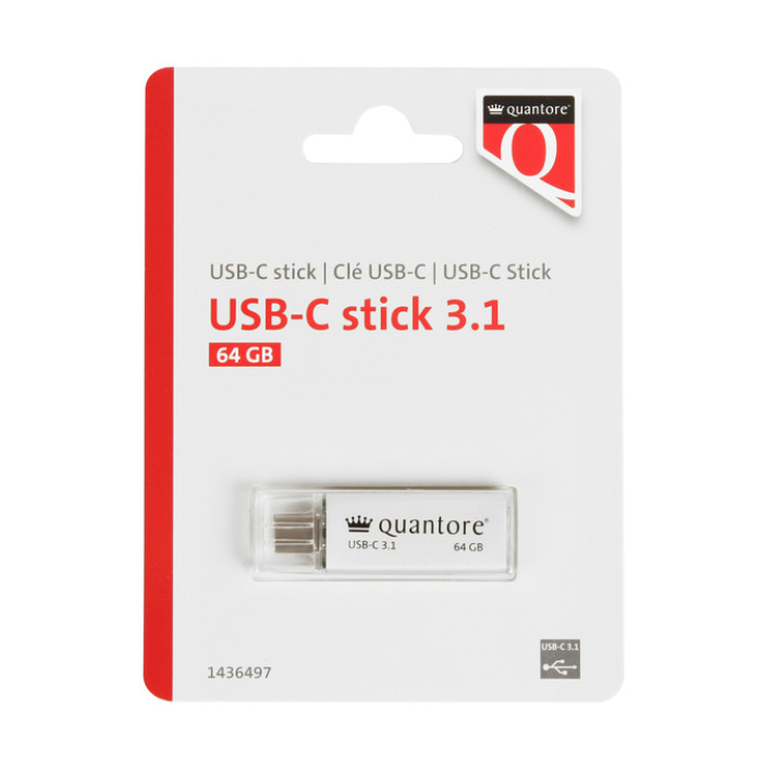 USB-stick Quantore USB-C 64GB 3.1 zilver