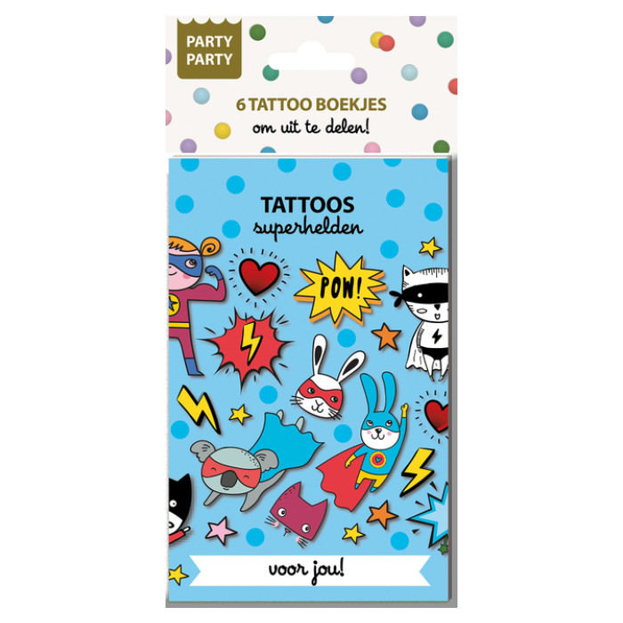 Party Party 6 Tattoo boekje Superhelden Interstat