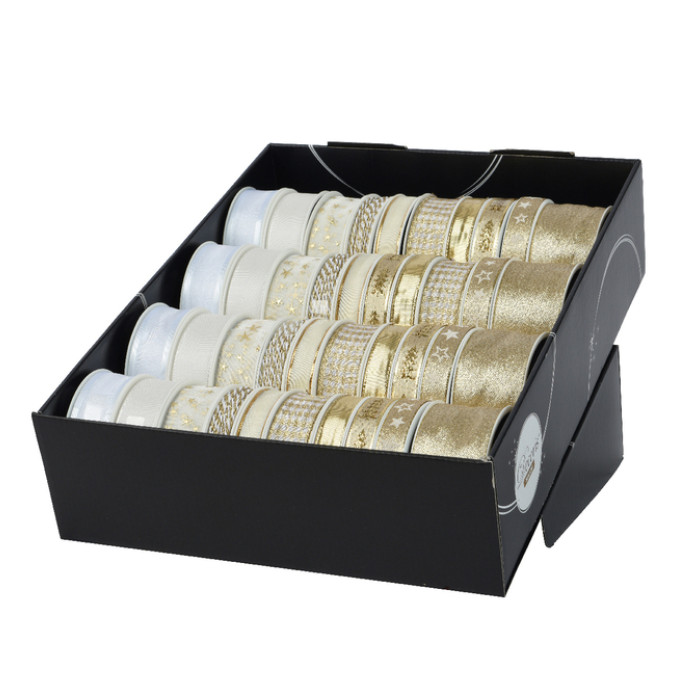Cadeaulint Decoris polyester goud/parelmoer assorti