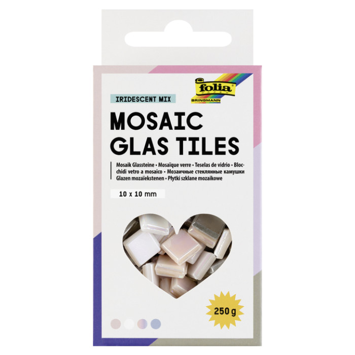Mozaieksteentjes Folia 10x10mm glas iriserend