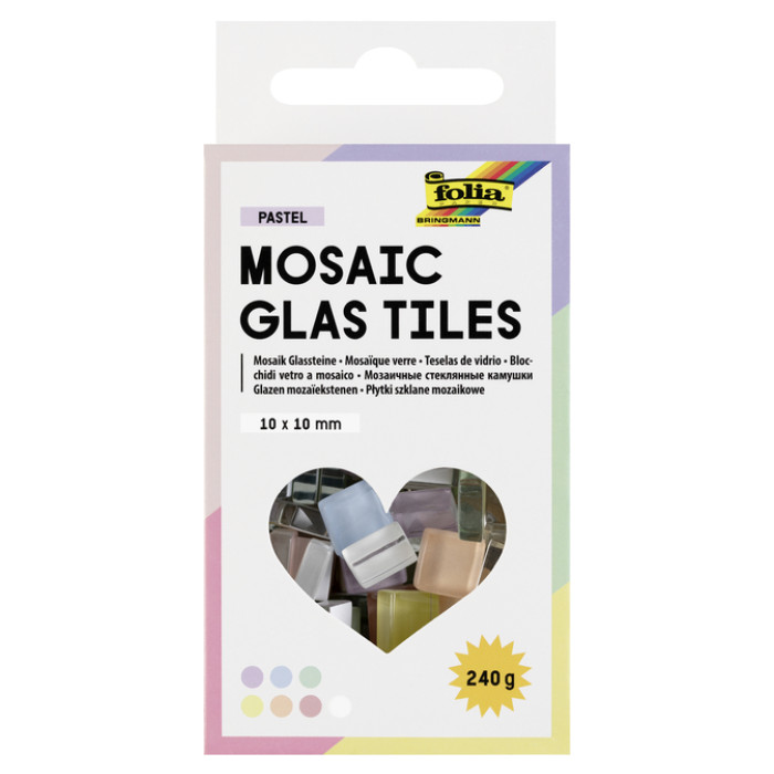 Mozaieksteentjes Folia 10x10mm glas pastel assorti