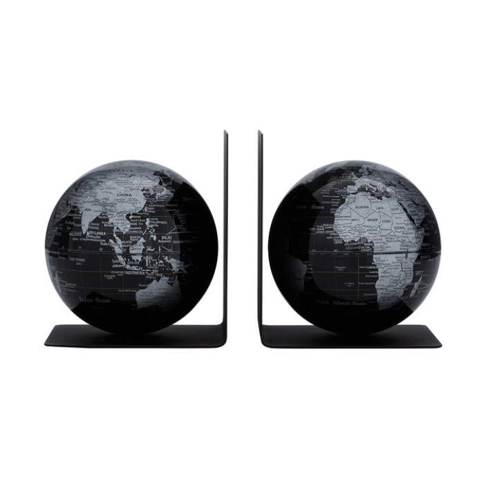 Boekensteun Troika met magn globes 13cm 2st zwart