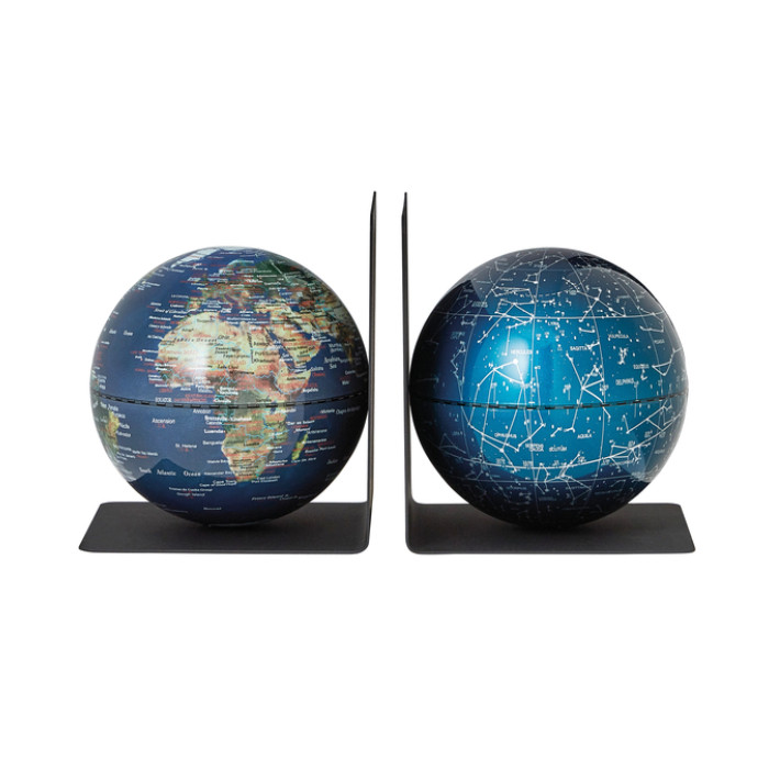 Boekensteun Troika met magn globes 13cm 2st ass