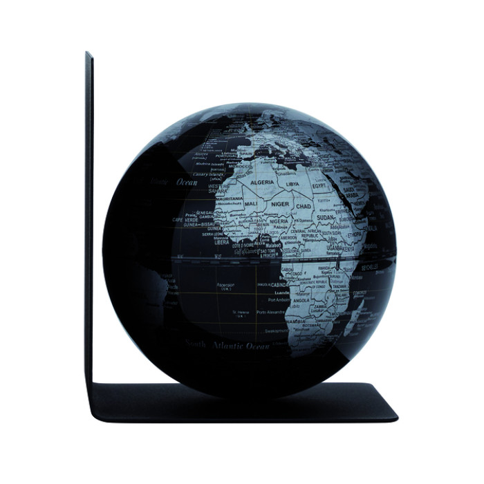 Boekensteun Troika met magn globe 13cm zw-zilver
