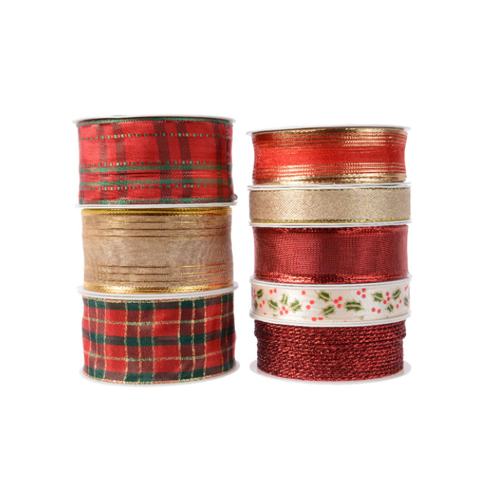 Cadeaulint Decoris polyester kerstthema assorti
