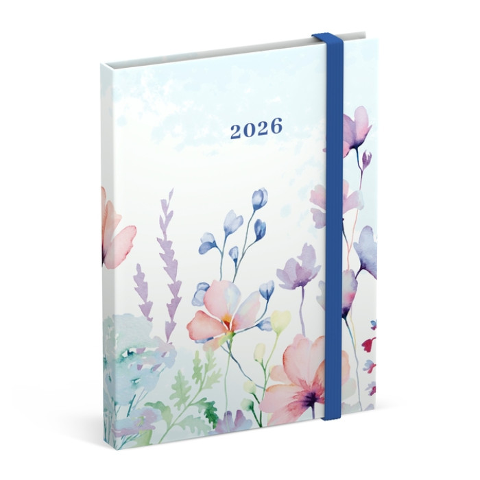 Agenda 2026 Lannoo Flowers watercolour 7d/2p blauw