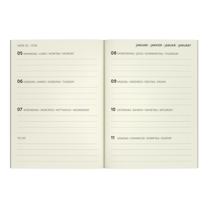 Agenda 2026 Lannoo Flowers watercolour 7d/2p blauw