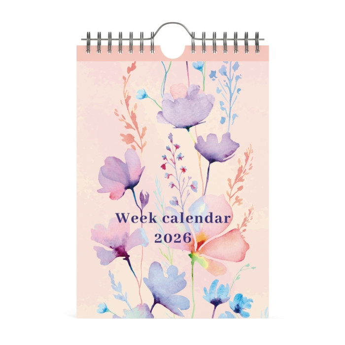 Weekkal 26 Lannoo Flowers watercolour 7dn/1p roze