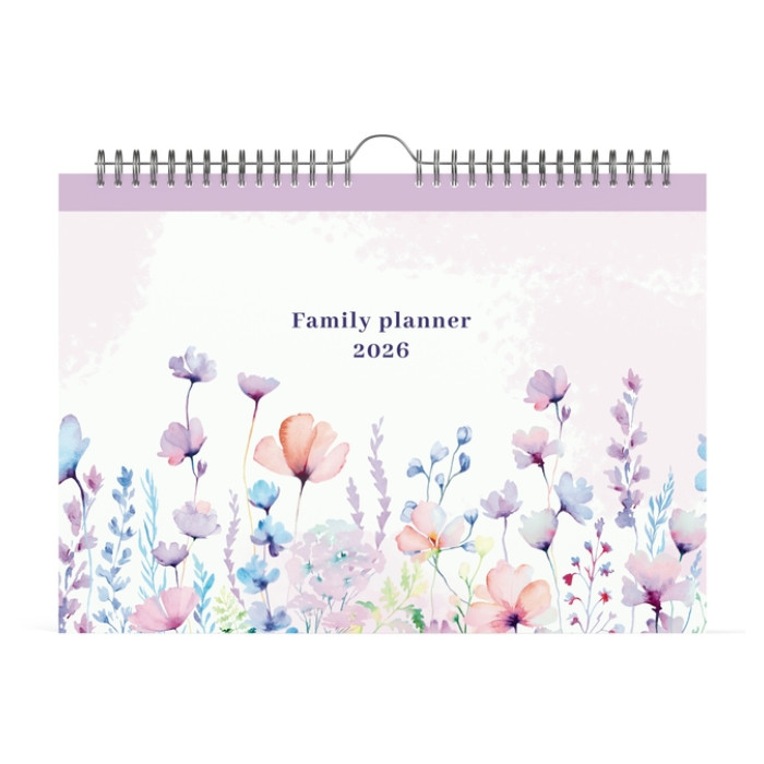 Familiekal 26 Lannoo  Flowers watercol 7d/1p lila