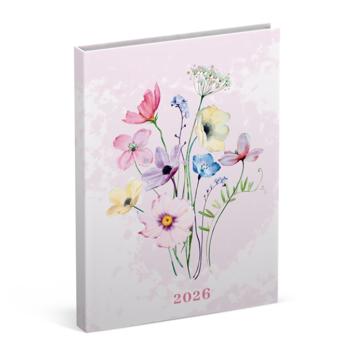 Agenda 2026 Lannoo Flowers watercolour 7d/2p roze
