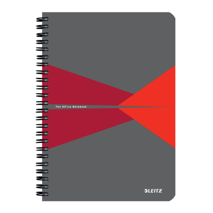 Notitieboek Leitz Office A5 lijn 180pag grijs rood
