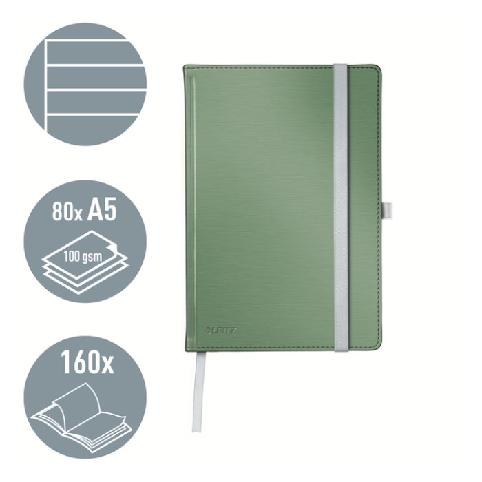 Notitieboek Leitz Style A5 lijn 160 pagina's groen