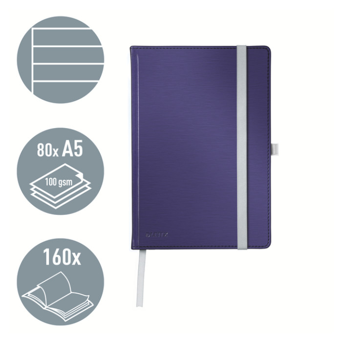 Notitieboek Leitz Style A5 lijn 160 pagina's blauw