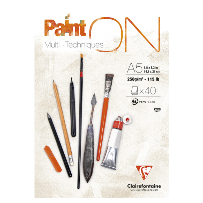 Tekenblok Clairefontaine Paint On A5 40 vel 250gr