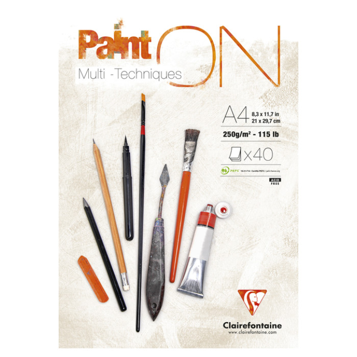 Tekenblok Clairefontaine Paint On A4 40 vel 250gr