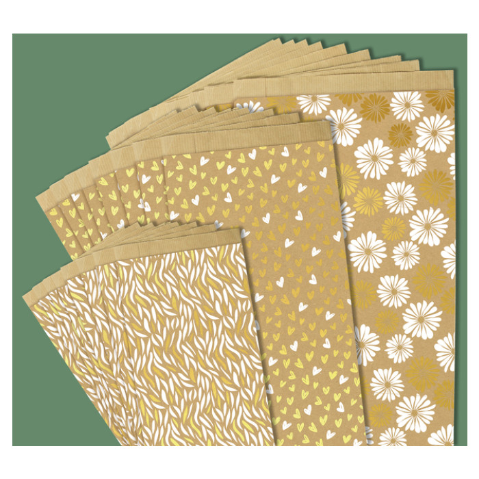 Cadeautzak Clairfontaine 12x24x4.5 kraft golf 50st