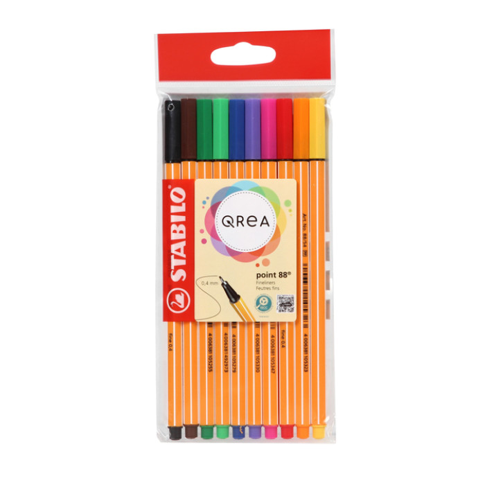Fineliner STABILO Point 88/10 Qrea Edition fijn assorti 10 stuks