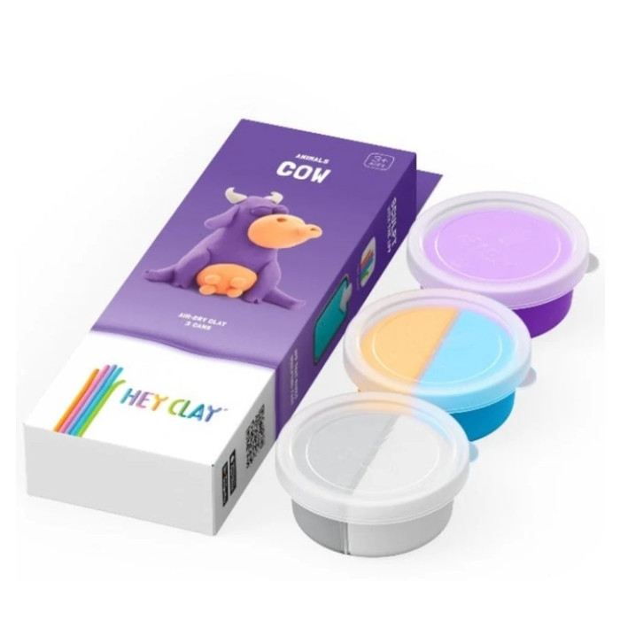 Klei Hey Clay koe set 3 delen