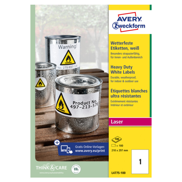 Etiket Avery Zweckform L4775-100 210x297mm 100st