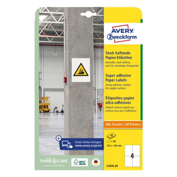 Etiket Avery Zweckform L7876-20 105x148mm 80st