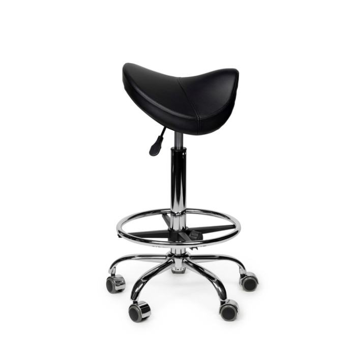 Premium zadelkruk zwart standaard met voetring