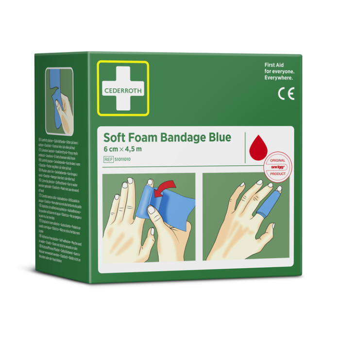 Bandage Cederroth Soft Foam blauw 6cmx4.5m