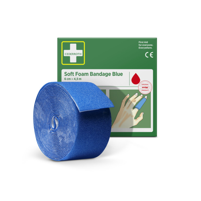 Bandage Cederroth Soft Foam blauw 6cmx4.5m