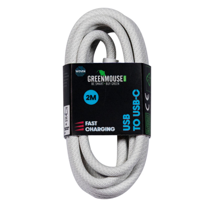 Kabel Green Mouse USB-A to USB-C data Woven 2m