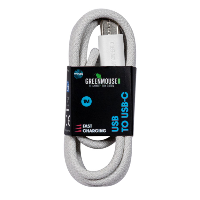 Kabel Green Mouse USB-A to USB-C data Woven 1m
