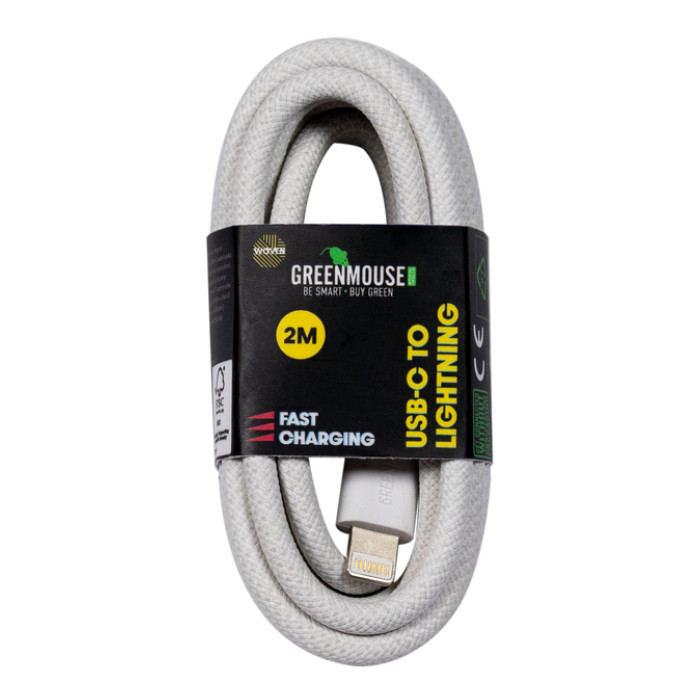 Kabel Green Mouse USB-C to Lightning data Woven 2m
