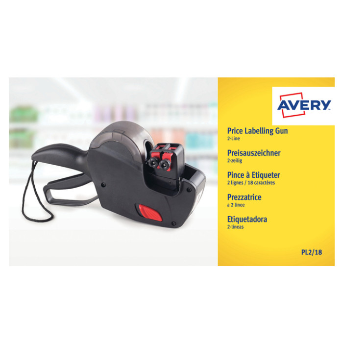 Etiketteertang Avery PL2/18 2 regels zwart