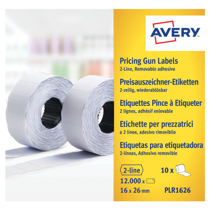 Prijsetiket Avery PLR1626 16x26mm afneembaar wit